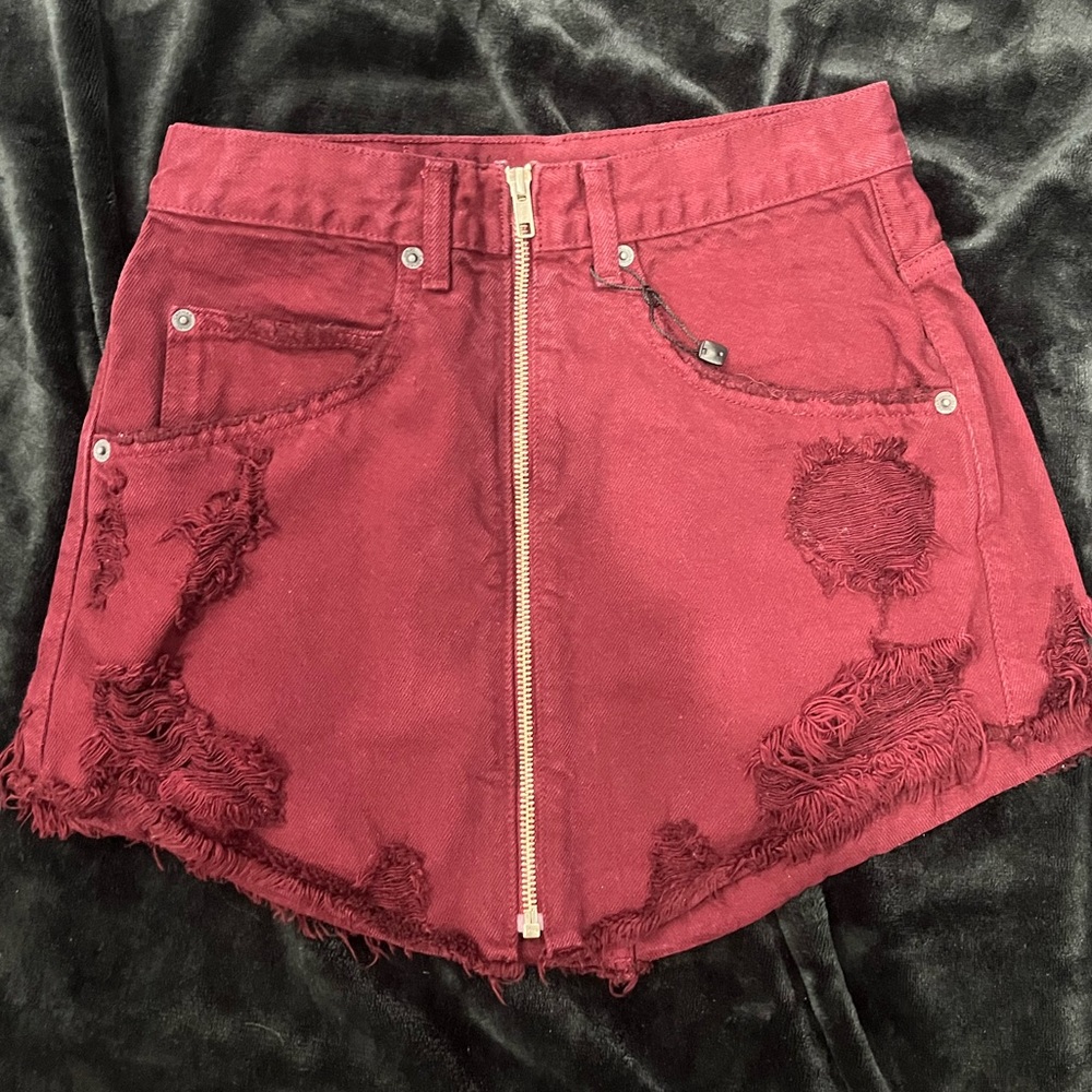 CarMar Denim Jean Skirt Burgundy